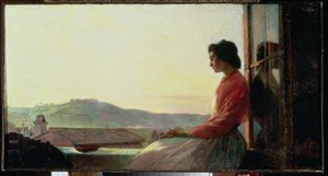 Giovannina Pencere Pervazında Oturuyor by Pavel Petrovich Chistiakov